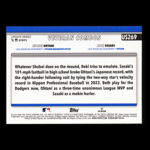Shohei Ohtani - Roki Sasaki 2025 Topps Update Veteran Combos Dodgers