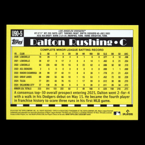 Dalton Rushing RC 2025 Topps Update '90 Topps Rookie Dodgers