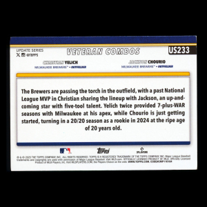 Christian Yelich - Jackson Chourio 2025 Topps Update Orange Black Foil Brewers