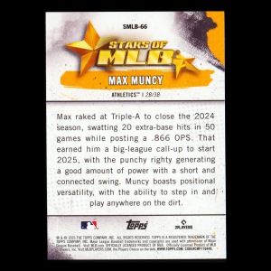 Max Muncy RC 2025 Topps Update Stars of MLB Rookie Athletics