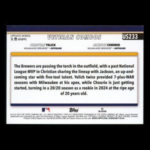 Christian Yelich - Jackson Chourio 2025 Topps Update Veteran Combos Brewers