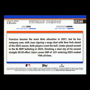 Francisco Lindor - Juan Soto 2025 Topps Update Veteran Combos Mets