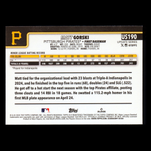 Matt Gorski RC 2025 Topps Update Rookie Pirates