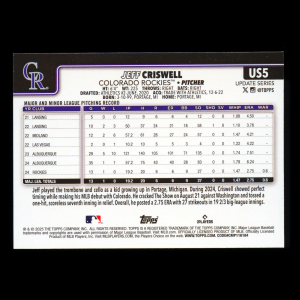 Jeff Criswell RC 2025 Topps Update Rookie Rockies