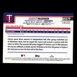 Carson McCusker RC 2025 Topps Update Rookie Twins