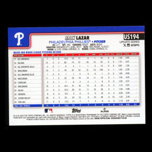 Max Lazar RC 2025 Topps Update Rookie Phillies