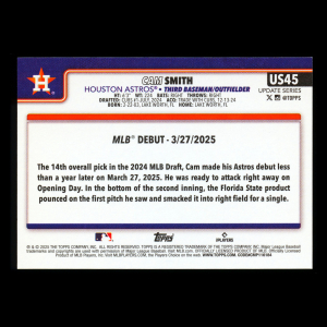 Cam Smith 2025 Topps Update Rookie Debut Astros
