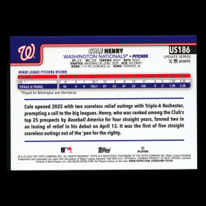 Cole Henry RC 2025 Topps Update Rookie Nationals