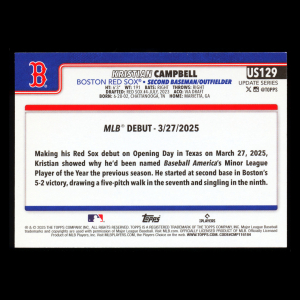 Kristian Campbell 2025 Topps Update Rookie Debut Red Sox