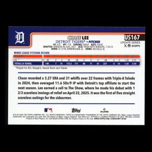 Chase Lee RC 2025 Topps Update Rookie Tigers