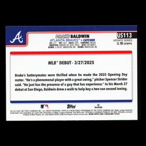 Drake Baldwin 2025 Topps Update Rookie Debut Braves