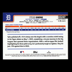 Tyler Owens RC 2025 Topps Update Rookie Tigers