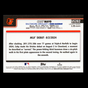 Coby Mayo 2025 Topps Update Rookie Debut Orioles