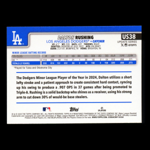 Dalton Rushing RC 2025 Topps Update Rookie Dodgers