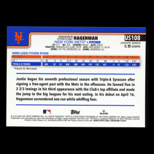 Justin Hagenman RC 2025 Topps Update Rookie Mets