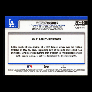 Dalton Rushing 2025 Topps Update Rookie Debut Dodgers