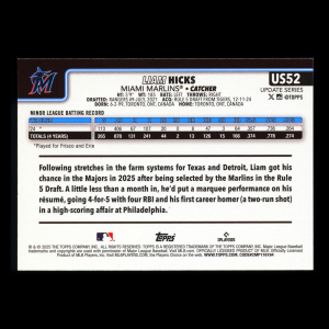 Liam Hicks RC 2025 Topps Update Rookie Marlins