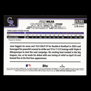 Juan Mejia RC 2025 Topps Update Rookie Rockies