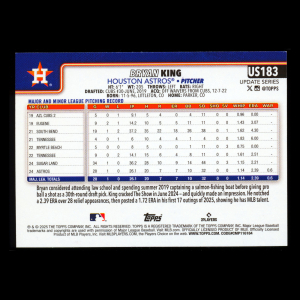 Bryan King RC 2025 Topps Update Rookie Astros