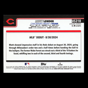 Rhett Lowder 2025 Topps Update Rookie Debut Reds