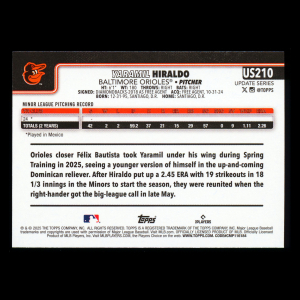 Yaramil Hiraldo RC 2025 Topps Update Rookie Orioles