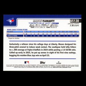 Mason Fluharty RC 2025 Topps Update Rookie Blue Jays