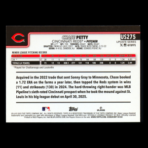 Chase Petty RC 2025 Topps Update Rookie Reds