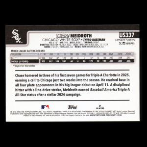 Chase Meidroth RC 2025 Topps Update Rookie White Sox