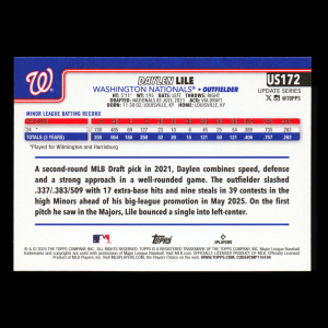 Daylen Lile RC 2025 Topps Update Rookie Nationals