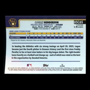 Logan Henderson RC 2025 Topps Chrome Update Sepia Refractors Rookie Brewers