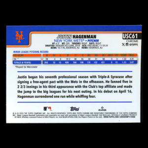 Justin Hagenman RC 2025 Topps Chrome Update Rookie Mets