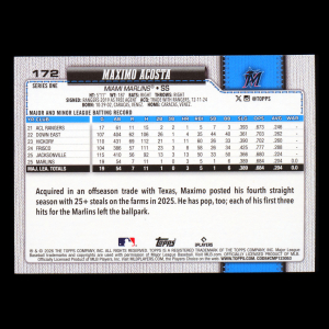 Maximo Acosta RC 2026 Topps Rainbow Foil Rookie Marlins