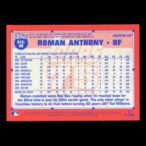 Roman Anthony RC 2026 Topps '91 Topps Silver Pack Chrome Rookie Red Sox