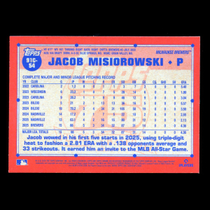Jacob Misiorowski RC 2026 Topps '91 Topps Silver Pack Chrome Rookie Brewers
