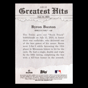 Byron Buxton 2026 Topps '25 Greatest Hits Twins