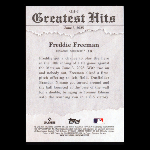 Freddie Freeman 2026 Topps '25 Greatest Hits Dodgers