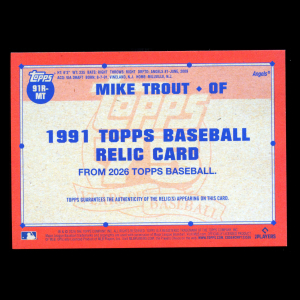 Mike Trout 2026 Topps '91 Topps Relics Angels