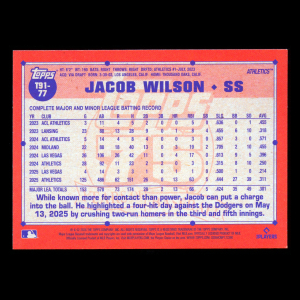 Jacob Wilson 2026 Topps '91 Topps All-Star Rookie Athletics