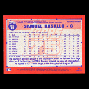 Samuel Basallo RC 2026 Topps '91 Topps Rookie Orioles