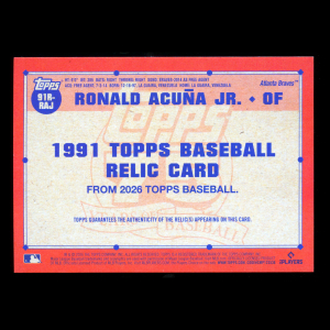 Ronald Acuna Jr. 2026 Topps '91 Topps Relics Braves