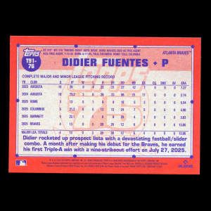 Didier Fuentes RC 2026 Topps '91 Topps Rookie Braves