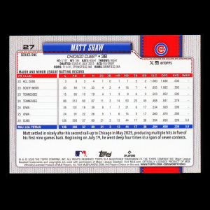 Matt Shaw 2026 Topps All-Star Rookie Cubs