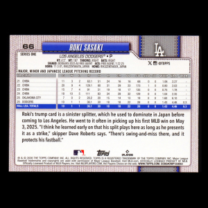 Roki Sasaki 2026 Topps Future Stars Dodgers