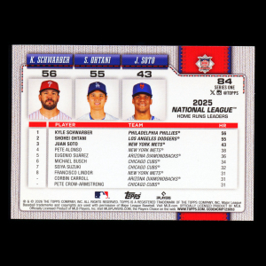 Ohtani - Schwarber - Soto 2026 Topps League Leaders Dodgers - Phillies - Mets