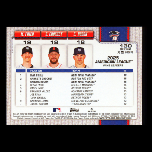 Fried - Crochet - Rodn 2026 Topps League Leaders Yankees - Red Sox - Yankees