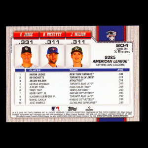 Wilson - Judge - Bichette 2026 Topps Leaders Athletics - Yankees - Blue Jays