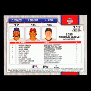 Luzardo - Peralta - Webb 2026 Topps League Leaders Phillies - Brewers - Giants