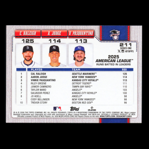 Pasquantino - Raleigh - Judge 2026 Topps Leaders Royals - Mariners - Yankees