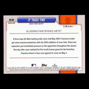 Francisco Lindor 2026 Topps Combo Card Mets