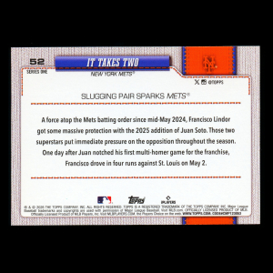 Francisco Lindor 2026 Topps Combo Card Mets